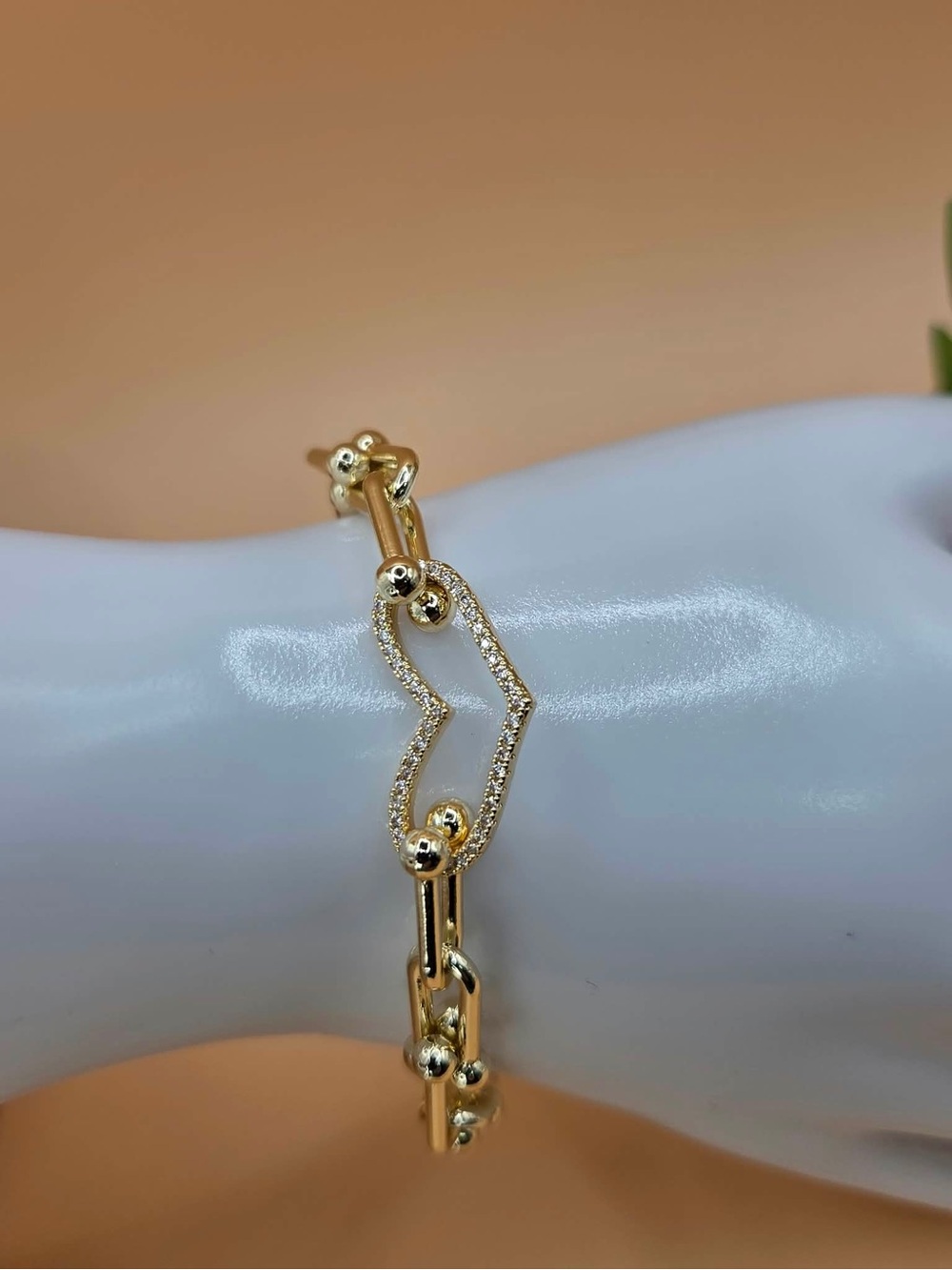 Gold Plated Pavé Chevron Link Bracelet - Women's Jewelry